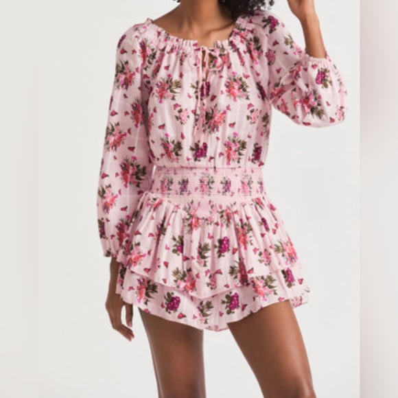 LoveShackFancy Dresses & Skirts - LoveShackFancy Netra Pink Floral Mini Dress Size P